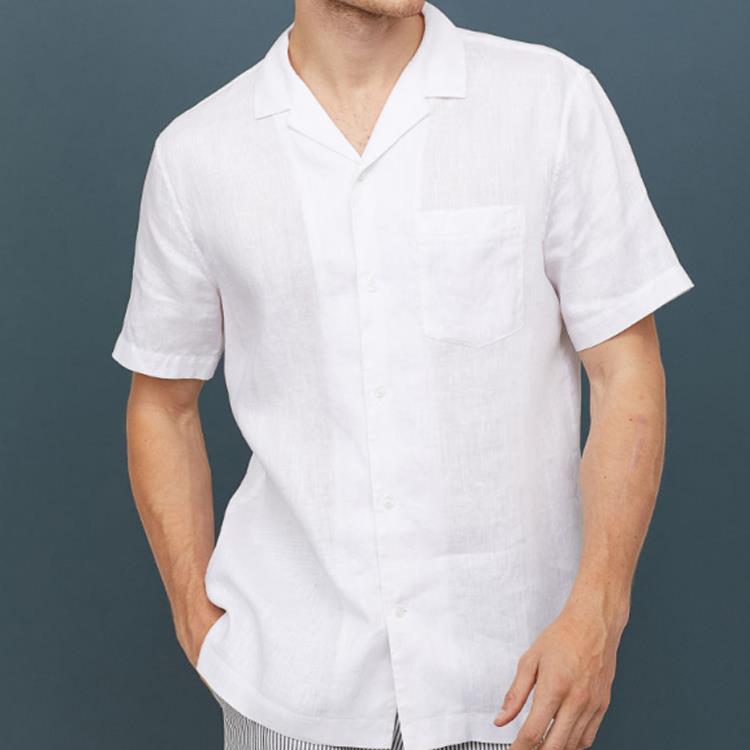 product-1-1 Short Sleeve men linen collared shirt1