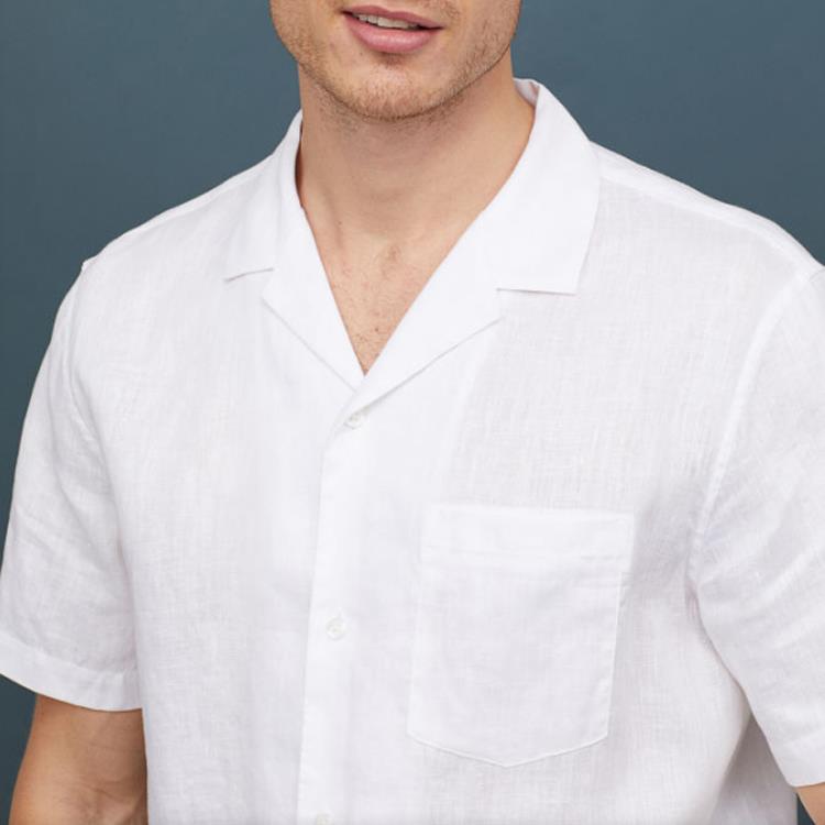 product-1-1 Short Sleeve men linen collared shirt2