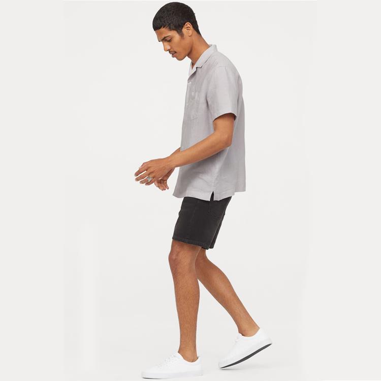product-1-1 Short Sleeve men linen collared shirt4